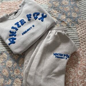 White Fox Gray Sweatshirt and Sweatpants Set